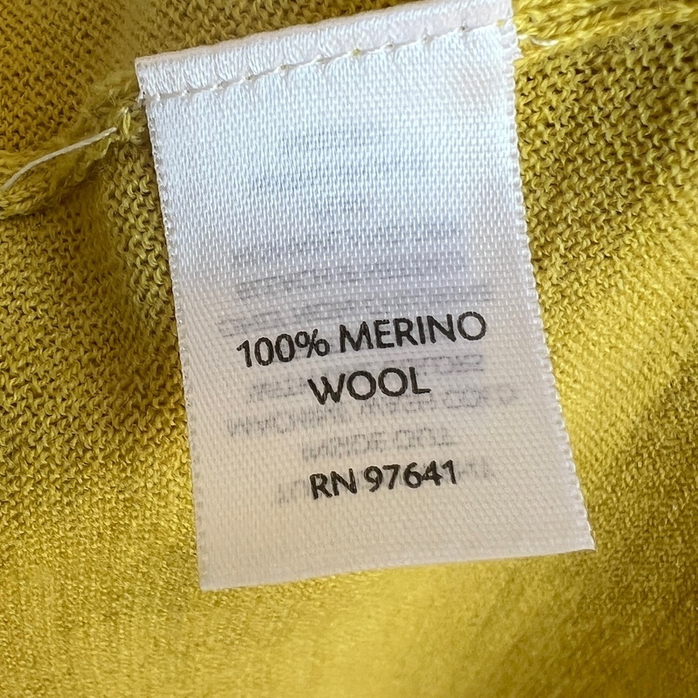 J.Jill 100% Marino Wool Yellow Open Front Cardigan Sz L - Picture 2 of 8
